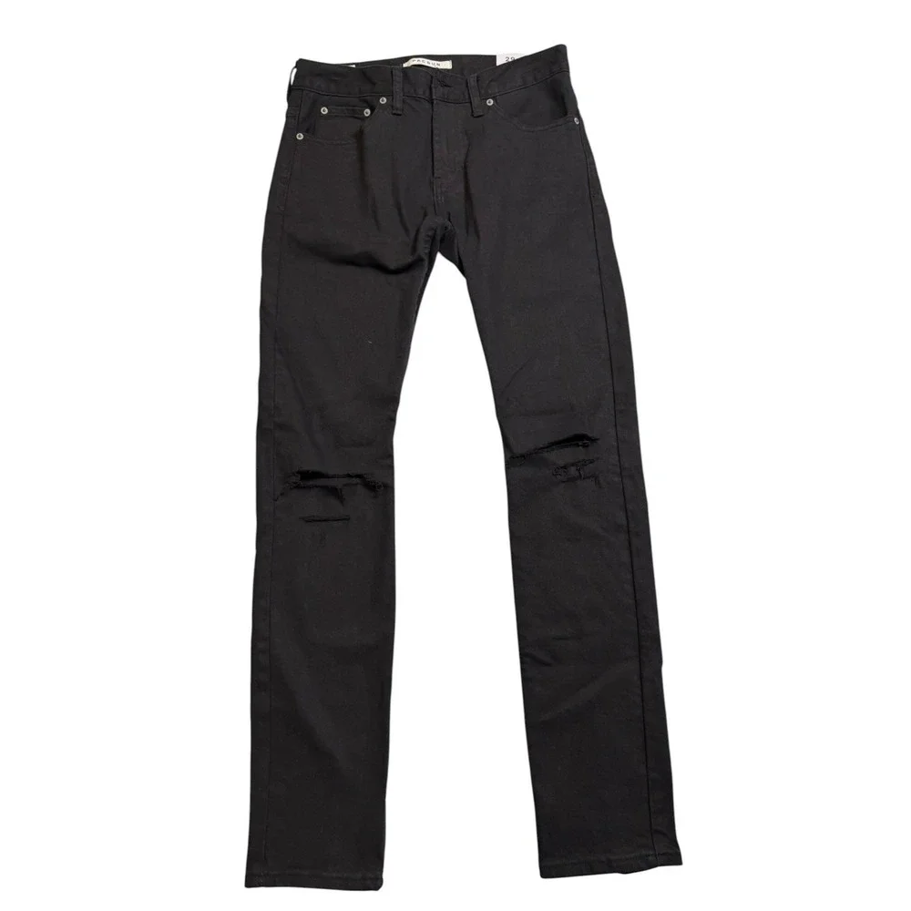 PacSun‎ Mens Skinny Comfort Stretch Distressed Black Jeans 29x32 Knee Rips